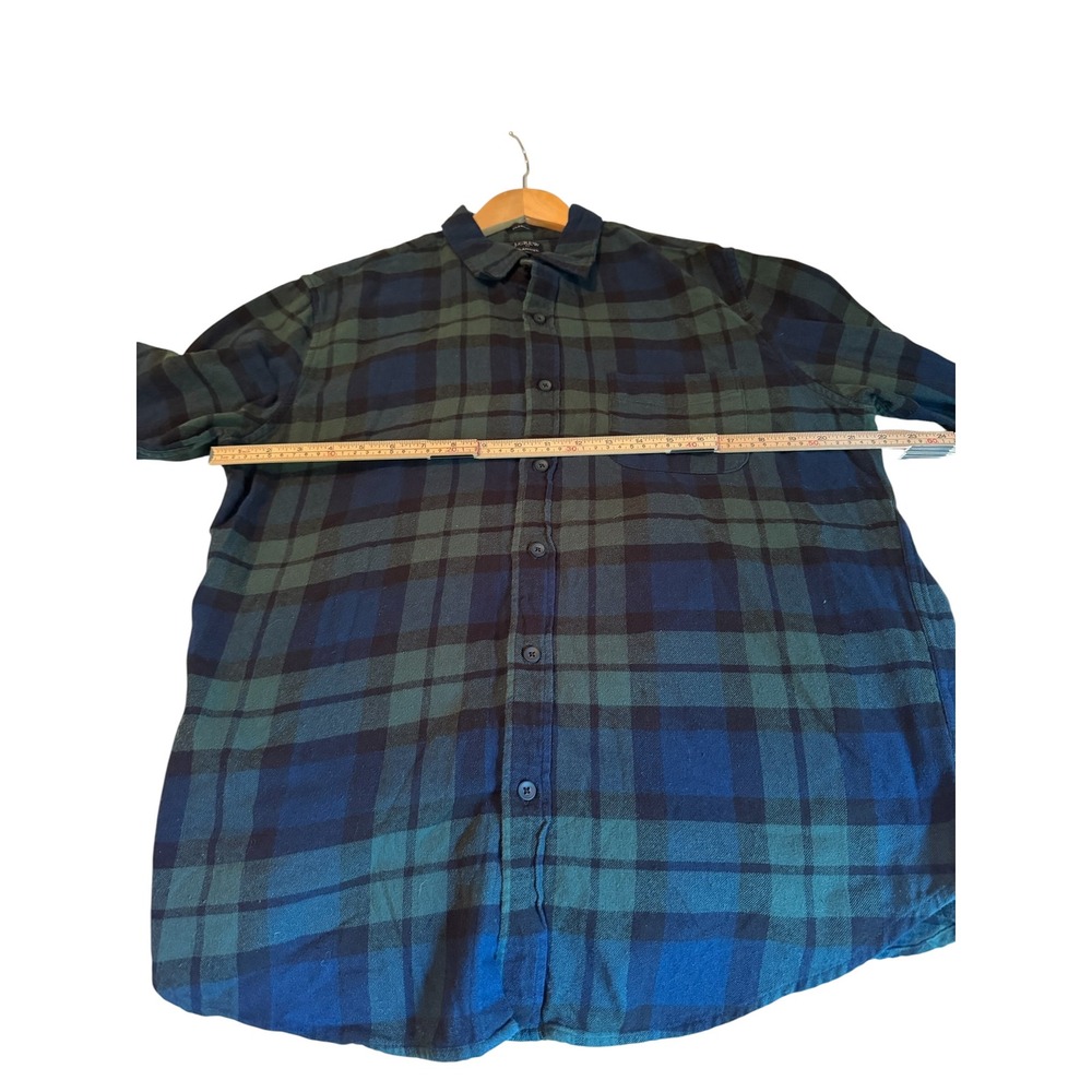 J.Crew Mens Flannel Shirt Large Navy Blue Green Black Watch Plaid Button Down - Picture 7 of 7